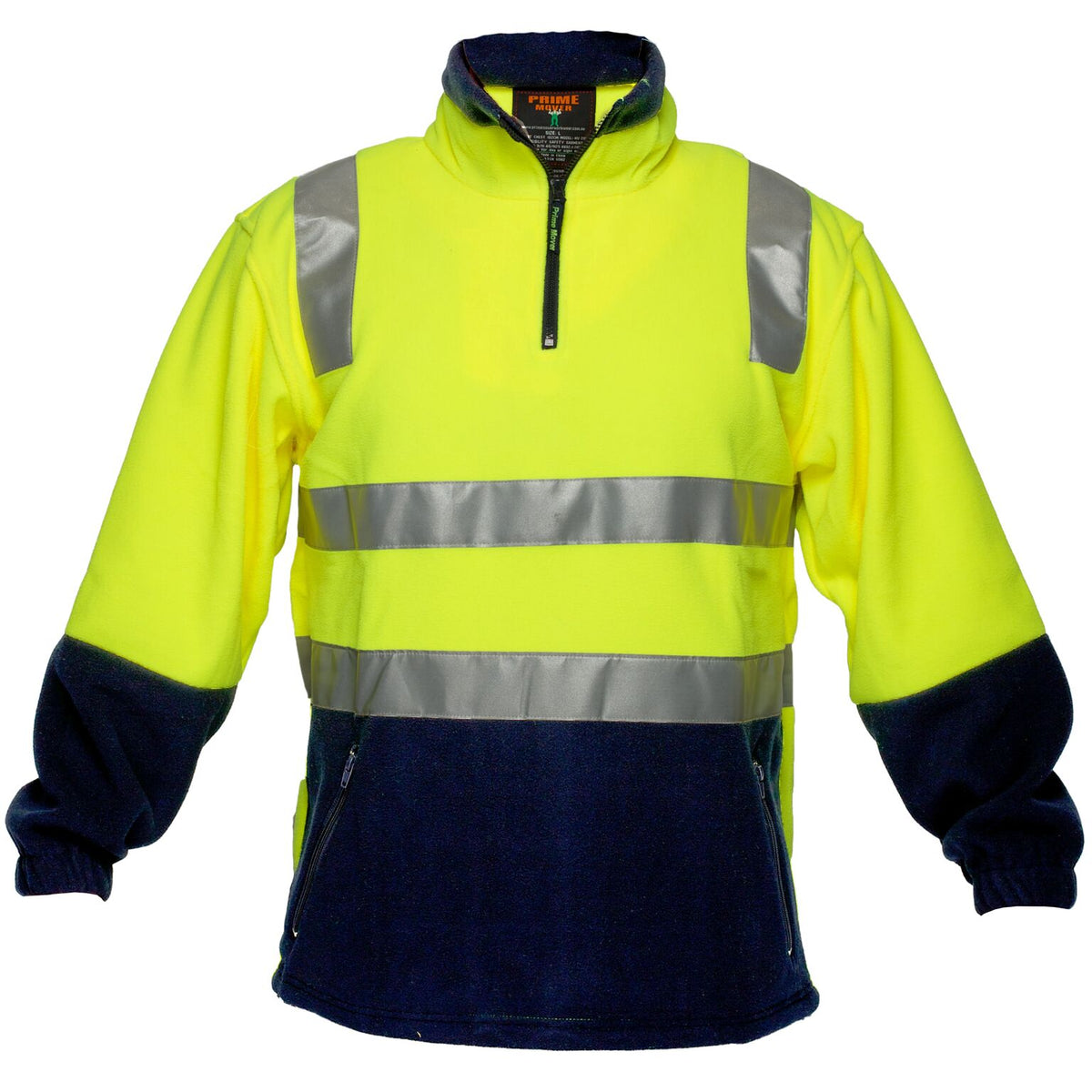 Prime Mover Hi Vis 2 Tone 1/4 Zip Fleece Jumper with Tape MF215