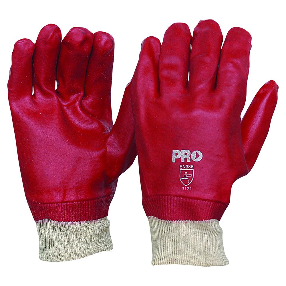 Pro Choice Red PVC Glove 27cm with Knit Wrist PVC27KW Lilydale Safety