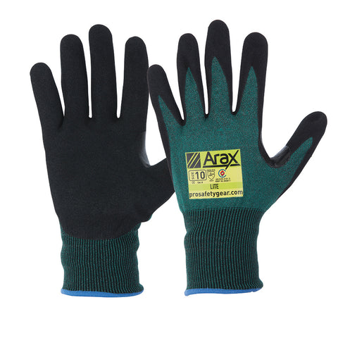 Arax Synthetic Cut Resistant Glove Nitrile Sand Dip Palm Glove - Cut C 18Gauge AGND