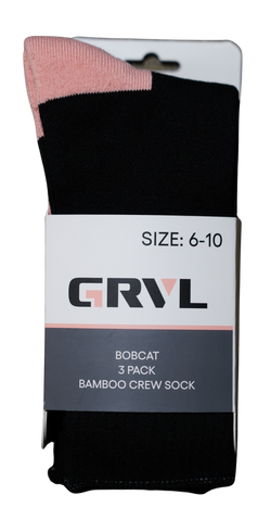 GRVL Ladies Heavy Duty Bamboo Crew Sock (3 Pack) GRVL-S6