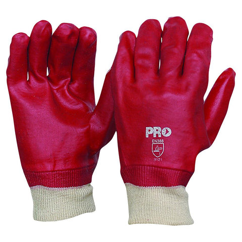 Pro Choice Red PVC Glove 27cm with Knit Wrist PVC27KW